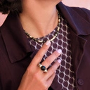 Naszyjnik z ciemnych jaspisów i koralików ze sztrasu. SŁOŃCE I CIEŃ