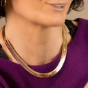 Złoty naszyjnik typu choker z płaskiego łańcucha. ANGELINO