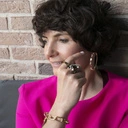 Duży pierścionek skorpion z granatem i małymi perłami. SKORPION