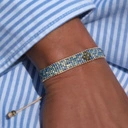 Wąska bransoletka tkana z paciorków Miyuki z dekorem. FETE DU CITRON