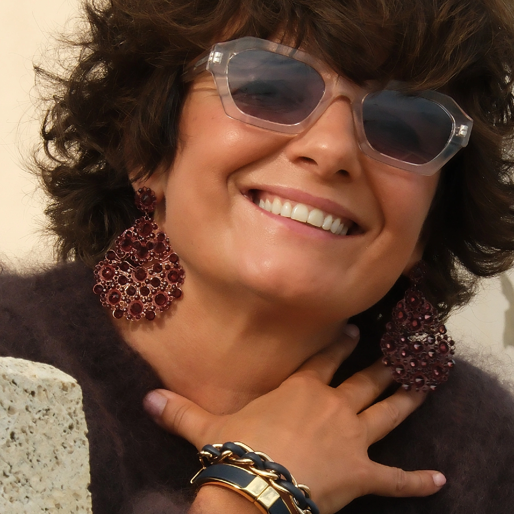 Złocona bransoletka łańcuch z granatowym rzemykiem. ELEMENTO MARINO