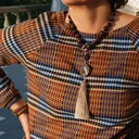 Naszyjnik z brązowych korali z agatem i chwostem. PIECZONE KASZTANY