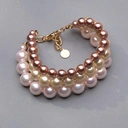 Trzyrzędowa bransoletka z pereł w różnej tonacji. WAŻNA NOC