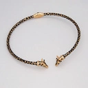 Sztywny pozłacany naszyjnik z głowami żyraf z cyrkoniami. DŁUUUGA SZYJA