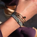 Bransoletka tkana z paciorków Miyuki z kwiatem z cyrkonią. ALEXIA