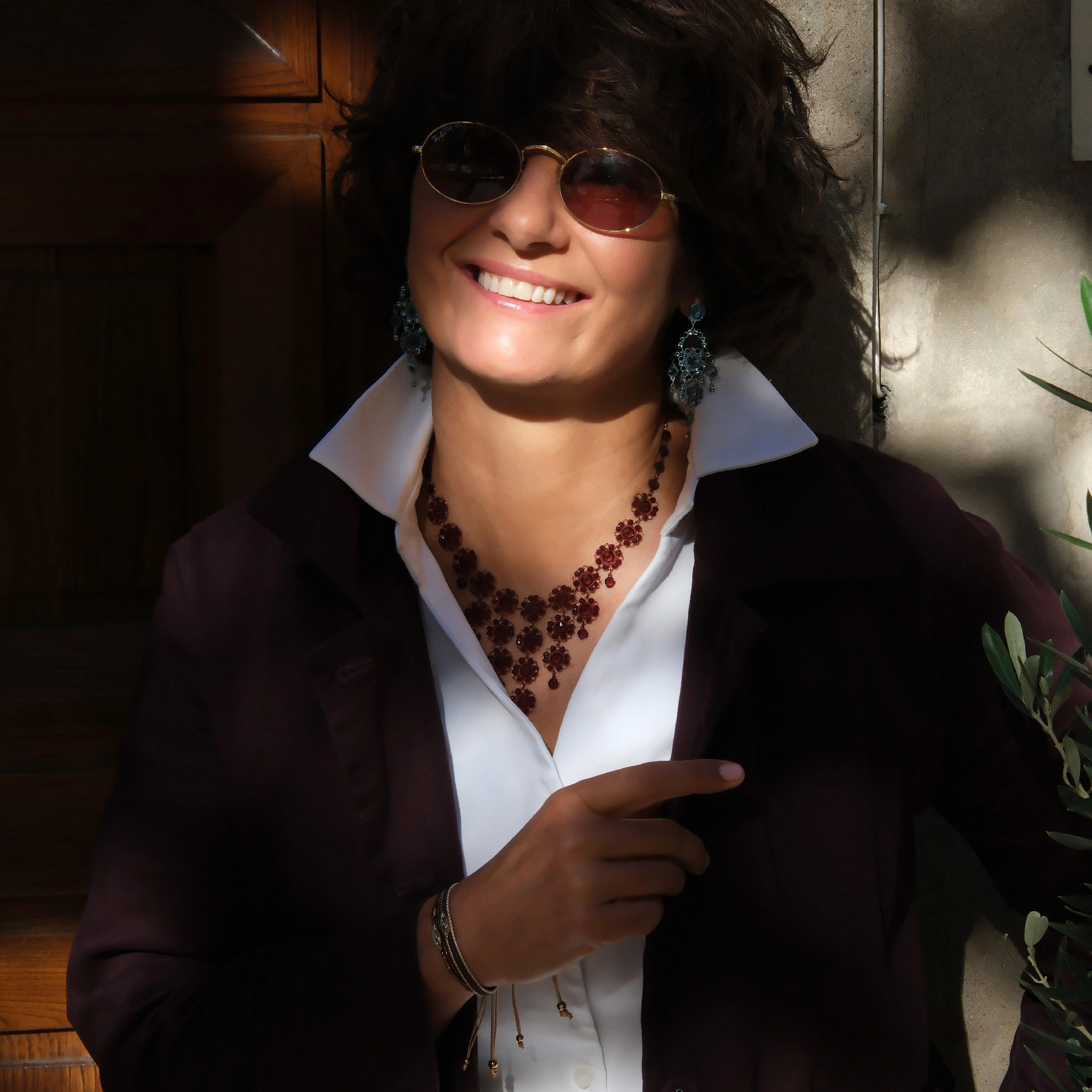 Kolczyki z rozetą i kwiatkami z kryształami w kolorze błękitu. PROSECCO VENETO