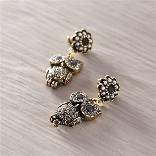 BÚHOS FLORESCIENTES. Pendientes colgantes