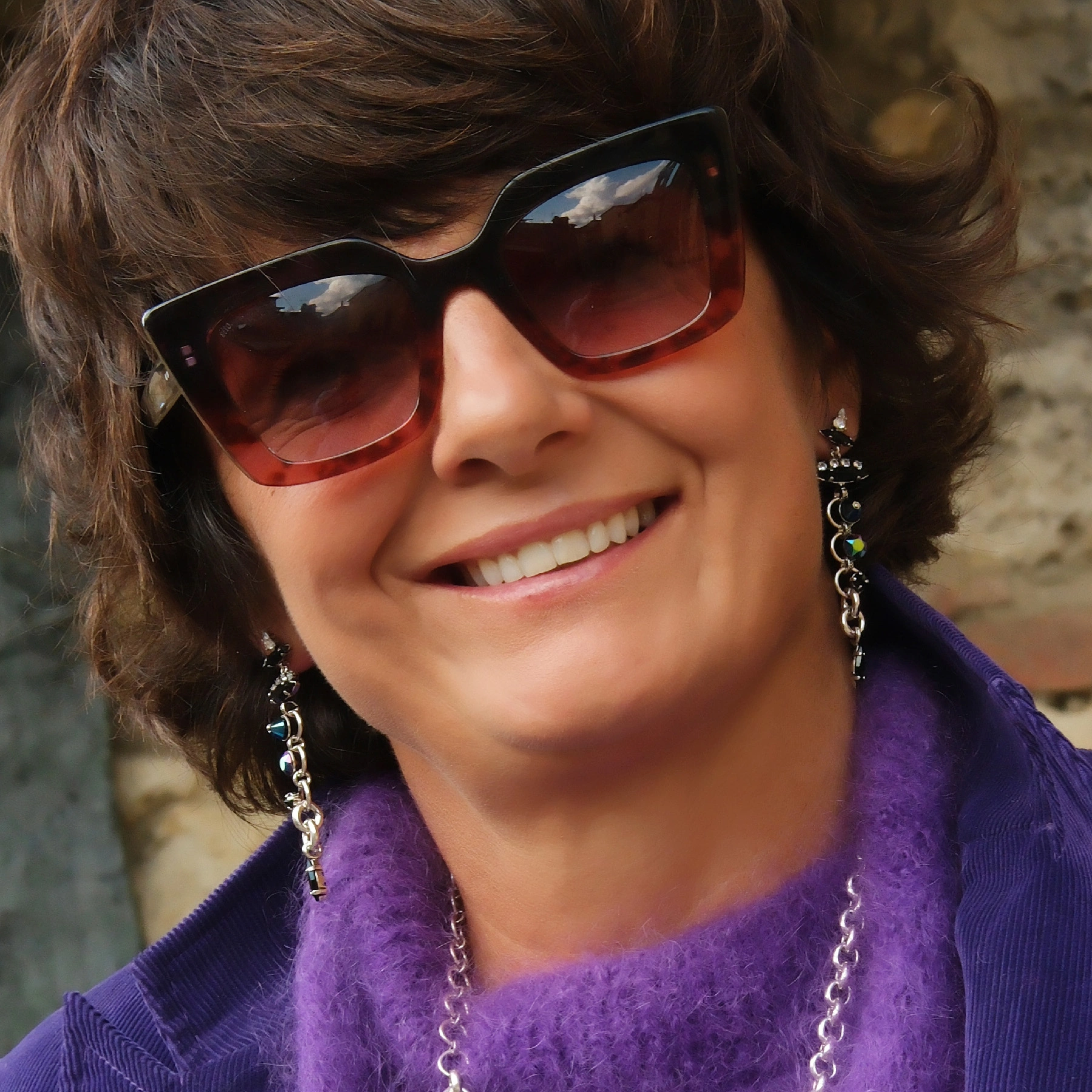 Srebrzane kolczyki łańcuchy z niebieskimi kryształami. LUSTRZANE CIASTECZKA