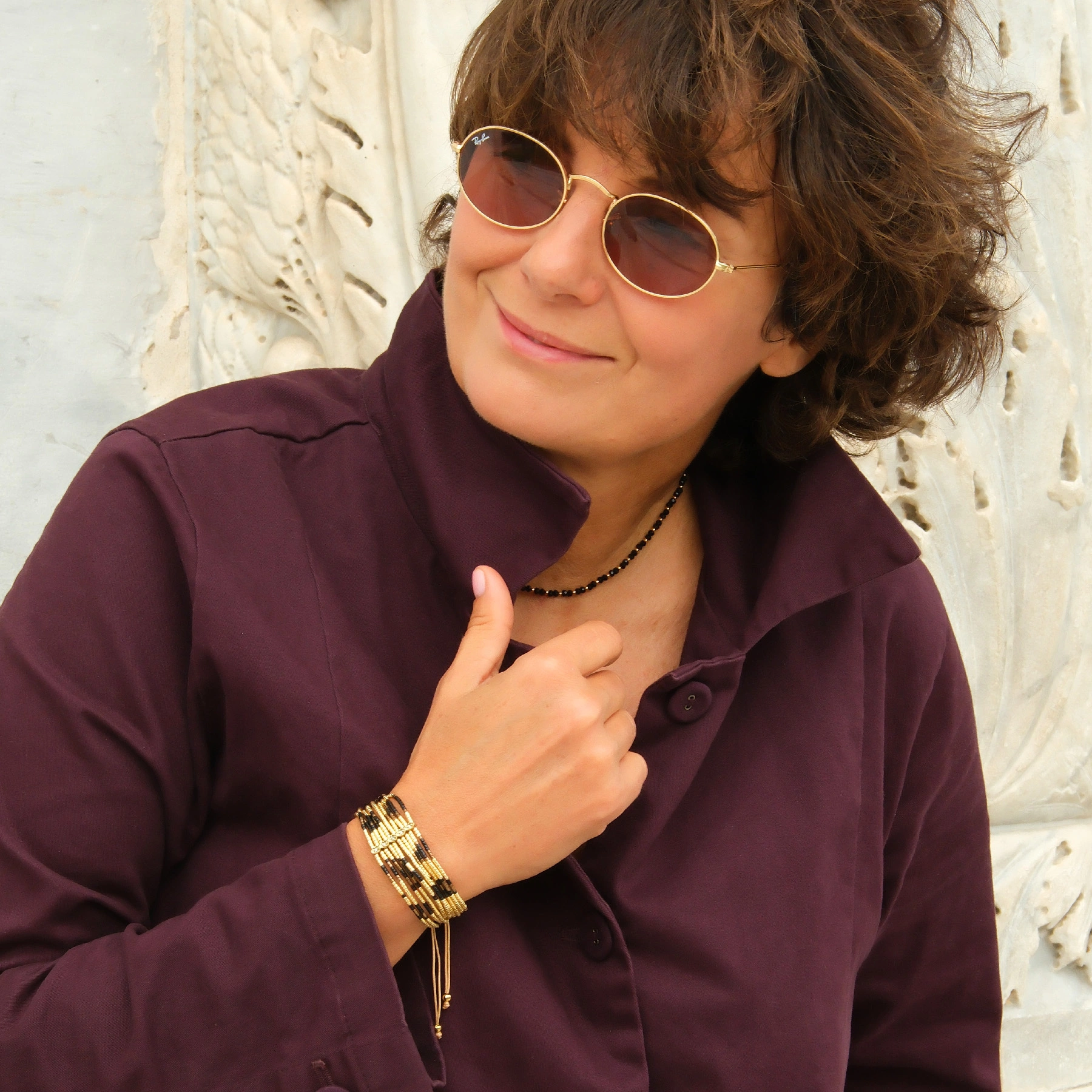 Bransoletka z paciorków Miyuki z motywem panterki. AGNES