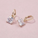 Pozłacane kolczyki kółka z kwadratowymi kryształkami. MONICA