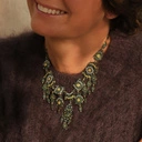 Naszyjnik z zielono-żółtymi dekorami z perłami. PONTE DI RIALTO