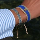 Wąska bransoletka tkana z paciorków Miyuki z dekorem. COTE D'AZUR