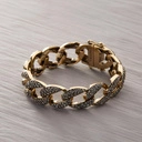 Bransoletka łańcuch o dużym splocie z kryształami. MYŚLAMI DALEKO