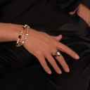 Pozłacany pierścionek z koralików z kryształem. CUBA LIBRE