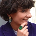 Pozlacany lekki pierścień z zielonym kryształem. SZMARAGD ROMA