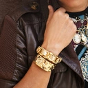 Bransoletka łańcuch ze złotym paskiem z ekoskóry. ROZWIJAM SIĘ