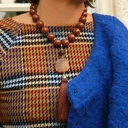 Naszyjnik z brązowych korali z agatem i chwostem. GORĄCA CZEKOLADA