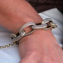 Złocona bransoletka z grubych ogniw z kryształkami. OLIVIA