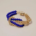 Bransoletka z kobaltowych koralików i łańcuszka. AZUL COBALTO