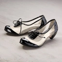 Pantofelki na niskim obcasie r 36. CZARNO NA BIAŁYM