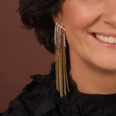 Kolczyki wiszące z łańcuszkami i kolorowymi kryształkami. LIZA