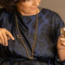 Pozłacany naszyjnik na łańcuszku z serduszkiem. MIŁOŚĆ TO OGIEŃ