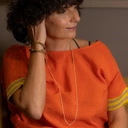 Złota bransoletka z brązowym i beżowym kordonkiem. MOJA OD LAT