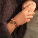 Bransoletka z brązowych koralików i łańcuszka. CHOCOLATE DULCE