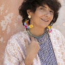 Krótki naszyjnik z podwójnego błękitnego sznurka z przedłużką. UNOSZĘ SIĘ