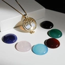 Złocony wisiorek z drzewem i 7 wymiennymi kamieniami. SZCZĘŚLIWA LICZBA