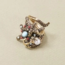 Złocony pierścionek morskie motywy z perłą i kamieniami. MORSKIE PRECJOZA