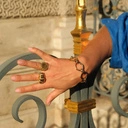 Złocona bransoletka z grubych podwójnych ogniw. BONA FORZA