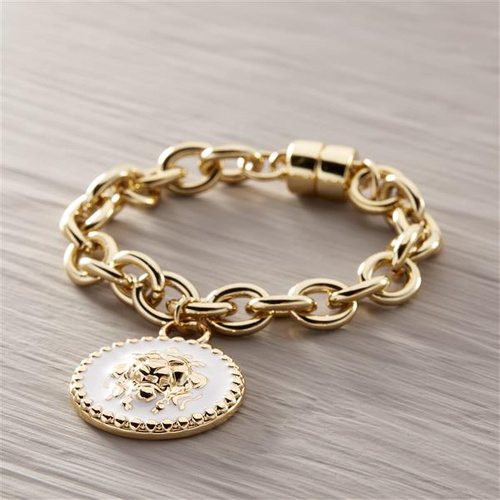 VERSACE BARROCO. Pulsera con un león blanco