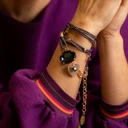 Skórzana bransoletka z kryształem i zawieszką sercem. ELIZABETH