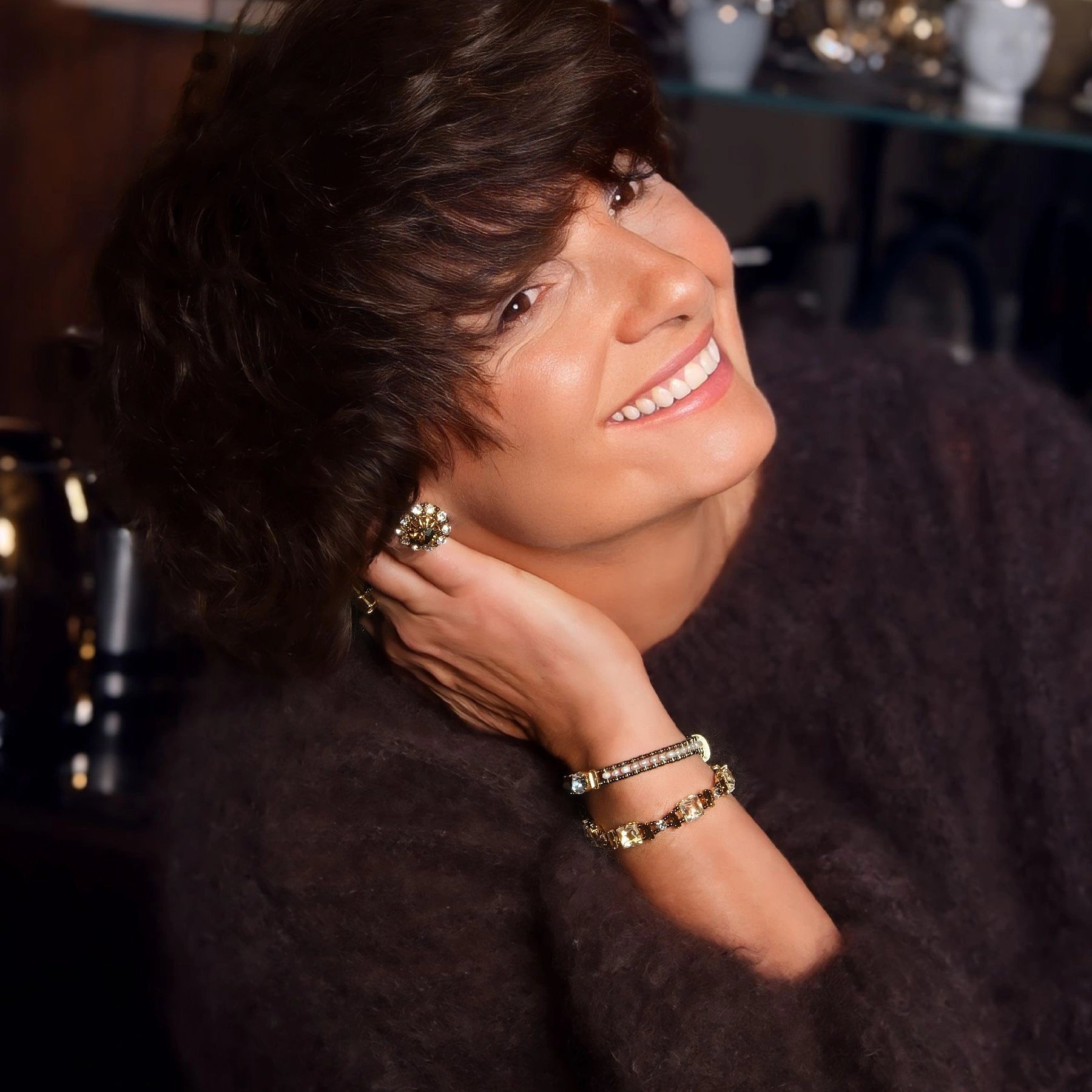 Pierscionek w złocie i srebrze z szampańskim kryształem. TOAST W SAO PAULO