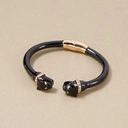 Sztywna otwarta bransoletka z dwiema głowami panter. PATRZ NA MNIE