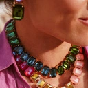 Pozłacany naszyjnik z zielonych i błękitnych kryształów. FLORA MORSKA