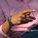 Posrebrzana elastyczna bransoletka z ogniw ze stali. GRANDE ARCHE