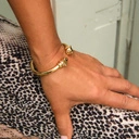 Pozłacana bransoletka z głowami panter z cyrkoniami.  PROSTO W OCZY