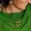 Krótki naszyjnik łańcuch z dużym zapięciem sercem. SZALONA MIŁOŚĆ