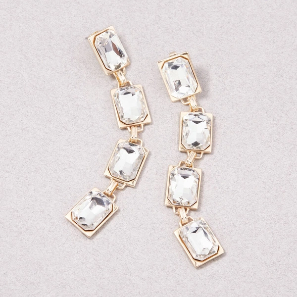 Długie kolczyki wkrętki z fasetowanymi cyrkoniami. CZYSTA PRAWDA