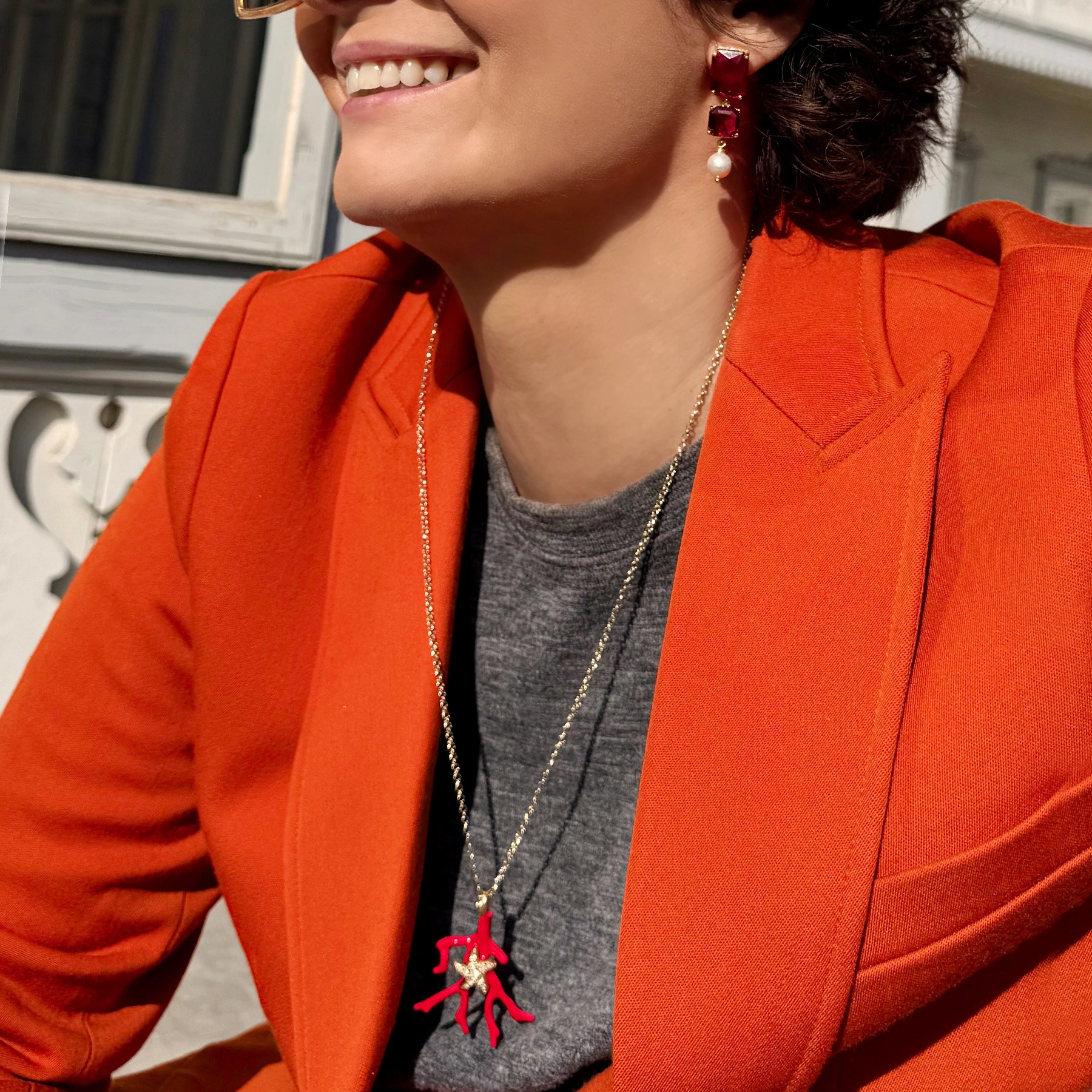 Naszyjnik z zawieszką a la czerwony koralowiec. CZERWIEŃ ODWAGI