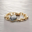 Bransoletka łańcuch z szarym kryształem sercem. SŁODKA NIEWOLA