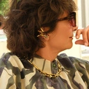 Prawa pozłacana nausznica z prostokątów z kryształami. OKNA DUSZY