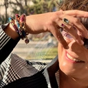 Elegancki pierścionek z szarym i różowym kryształkiem. MALINOWE SNY