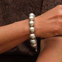 Bransoletka ze srebrnych szklanych pereł Majorka. KSIĘŻYCOWA NOC