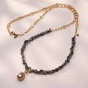 Złocony naszyjnik z pirytami, hematytami i barokową perłą. COSTA DORADA