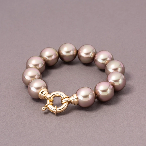 Bransoletka ze szklanych pereł Majorka w kolorze mokka. MOCNA KAWA