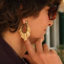 Złocone kolczyki z kryształem, koralikami i pręcikami. DANCING QUEEN