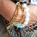 Złocona bransoletka na pancerce z pełnym sercem. TAK MI PASUJE